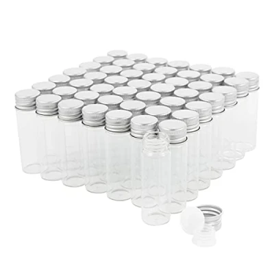 Immagine di Fiale di Vetro da 15 ml con Tappi a Vite e Plastica, Flacone del Campione Liquido Piccolo Trasparente, Prova Perdite, 50 Pezzi