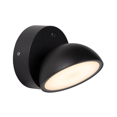 Immagine di Lucide Applique a LED Finn, nero, IP54, sensore giorno/notte