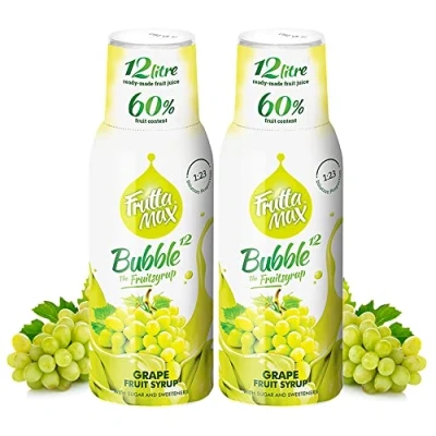 Immagine di 2 x FruttaMax Concentrato Sciroppi di frutta Meno zucchero con il 60% contenuto adatto per macchina bibite (2 500 ml) Uva)