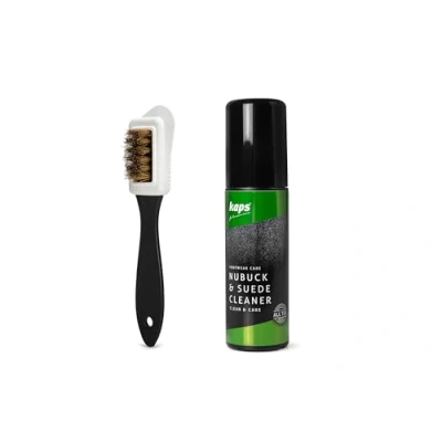 Immagine di Kaps Detergente per Scarpe e Stivali in Pelle scamosciata Nabuk con Applicatore Spazzola a 4 Lati; la Rimozione di Macchie su Tutti i Colori 75 ml (2.53 fl. Oz)