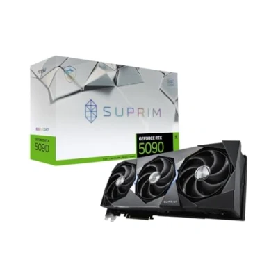 Immagine di MSI NVIDIA GeForce RTX 5090 32G SUPRIM SOC GDDR7 512bit, scheda video con frequenza di boost fino a 2580 MHz, PCIe Gen 5, DLSS 4, 3 porte DP 2.1, 1 porta HDMI formato ATX