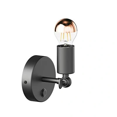 Immagine di ledscom.de Applique vintage FETRO Switch, nero, girevole + lampada LED, 839lm, bianco caldo