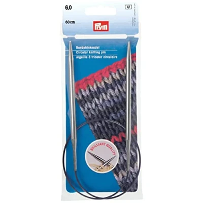 Immagine di Prym Rundstricknadeln MS 60 cm 6,00 mm silberfarbig Ferri da Maglia circolari, Ottone, Argento, 6,0