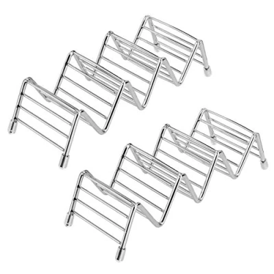 Immagine di MengH SHOP Supporti per Taco in Acciaio Inox Holder Onda A Forma di Stand Cibo Rack Pancake Morbido o Duro Adatto la Cucina Casa 2 Pezzi