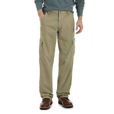 Immagine di Wrangler Men&#039;s Authentics Fleece Lined Cargo Pant, British Khaki Twill, 42W x 30L