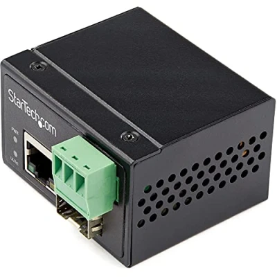 Immagine di StarTech.com Media Converter fibra ottica a Ethernet, Convertitore industriale da rame 100 Mbps SFP RJ45/Cat6 ( (IMC100MSFP)