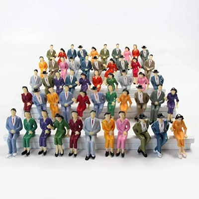 Immagine di Evemodel 48pcs Modello Treno Scala G Seduto Figure 1:25 Dipinto Seduti Persone 4 Pose