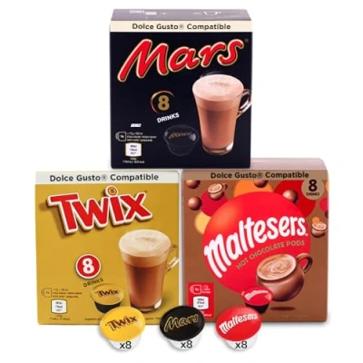 Immagine di 24 Cioccolate Calda Dolce Gusto Capsule Mars, Twix, Maltesers (8 confezioni)
