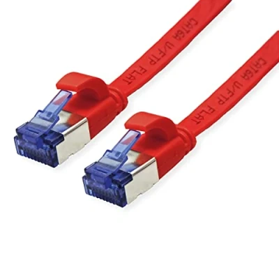 Immagine di Value 21.99.2122 RJ45 cavo di rete, patch CAT 6A F/UTP 2.00 m Rosso (chiaro) Schermato, piatto, contatti connettore dorati 1 pz.