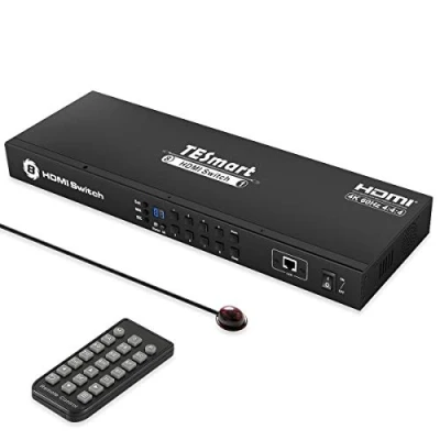 Immagine di TESmart Switch HDMI 8 Ingressi a 1 Uscite 4K@60Hz,Commutatore Interruttore con Porta LAN RS232 Supporto HDCP, Compatibile HDTV DVD Xbox PS4 TV(Nero)