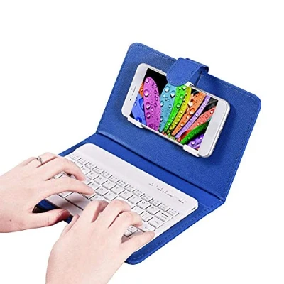 Immagine di CCYLEZ custodia per tastiera wireless Bluetooth, universale Bluetooth rimovibile con cover Flip Case, Tablet Android, Windows, iOS(Blu)