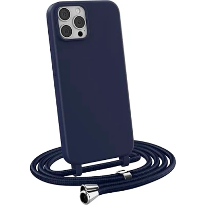 Immagine di MyGadget Cover per iPhone 12 Pro Max Custodia con Corda Case Cordino Opaca Antiurto Bumper Laccio Tracolla Practical Stylish Blu scuro