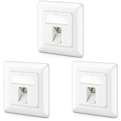 Immagine di deleyCON 3x CAT6a Set di Prese Rete Keystone Sottointonaco Presa Modulo STP Schermato Involucro Metallo RJ45 Jack Riquadro Dati Cavi