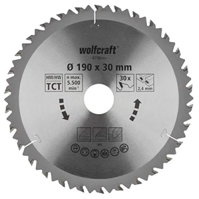 Immagine di Wolfcraft 6736000 Lama circolare in metallo duro 190 x 30 mm Numero di denti: 1 pz.