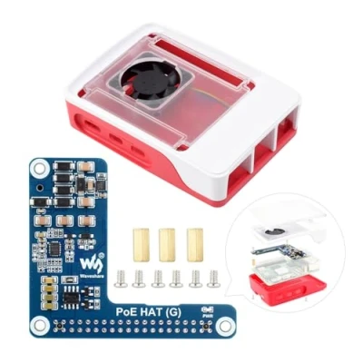 Immagine di Waveshare Power Over Ethernet Hat (G) Expansion Board for Raspberry Pi 5,Poe with 5 Official Case, 802.3af/at Compliant,5V 5A Output