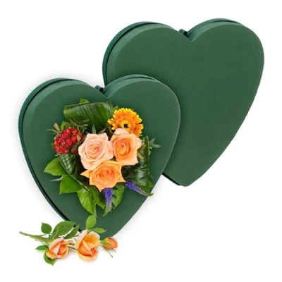 Immagine di Relaxdays Spugna per Fiori Freschi e Secchi, Set 2 Cuori in Schiuma Floreale, 26,5x26,5x4 cm, Composizioni Fiorai, Verde, Gommapiuma