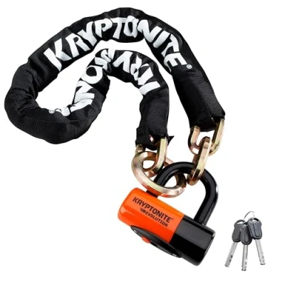 Immagine di Kryptonite Chains &amp; Disc Padlocks, Lucchetto New York Noose 1213 Con Eevs4 Disco Grillo Unisex Adulto, 12 Mm X 130 Cm, Multicolore