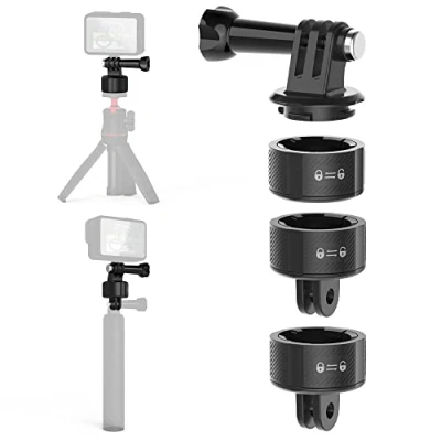 Immagine di SUREWO Kit di montaggio base a sgancio rapido per GoPro, adattatore magnetico aspirazione e blocco girevole compatibile con GoPro Hero 13 12 11 10 9 8 7 nero, DJI Osmo Action 5 Pro 4 3 2, AkASO