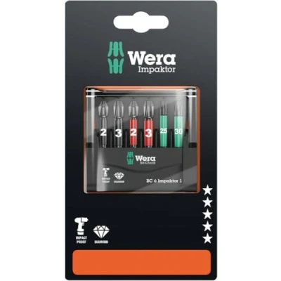 Immagine di Wera Mini Check IMP DC 50 mm PH/PZ/TX 05073890001 Kit inserti 6 parti Croce Phillips, Pozidriv, TORX interno Tecnologia Impaktor