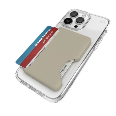 Immagine di Speck MagSafe Portafoglio per iPhone con chiusura a scatto rimovibile, antiscivolo, contiene 1 3 carte, finitura morbida al tatto, resistente ai graffi, porta carte costruito MagSafe, rovere