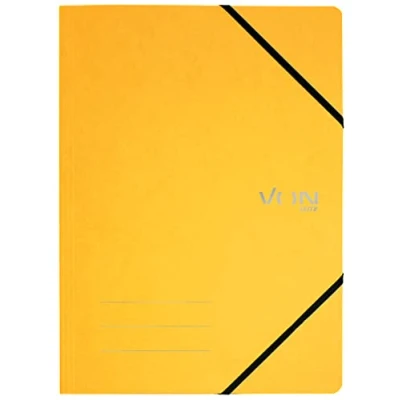 Immagine di VON 30110015 Confezione da 5 cartelle portadocumenti formato A4 con chiusura elastica, in cartone, per 150 fogli, scuola, studio e casa, colore: giallo