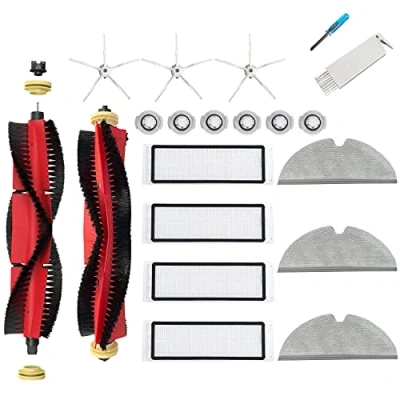 Immagine di JoyBros Pezzi di Ricambi Accessori Kit per Xiaomi Roborock S5 MAX S6 Pure maxV E5 3x Spazzola Laterale Bianco 2x Rulli Principale Filtri Panni 6x l&#039;acqua (19 Pack)