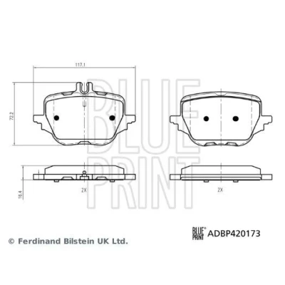 Immagine di BLUE PRINT ADBP420173 Kit pastiglie freno Assale posteriore predisposto per visualizzazione avviso usura MERCEDES BENZ: Classe C T Modell