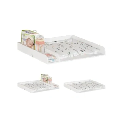 Immagine di WOLTU Fasciatoio per Cassettiera Universale, Piano con Divisorio Rimovibile, 80x74,5x8,5cm, Fissaggio Sicuro Pezzi Metallici, in MDF, Bianco, WT003