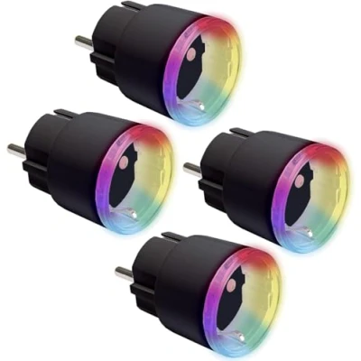 Immagine di Shelly Plus Plug S 4 Pack Presa intelligente funziona con Alexa &amp; Google Home, programmabile controllo vocale, Bluetooth; dispositivo Wi Fi per l&#039;automazione dei dispositivi, nero