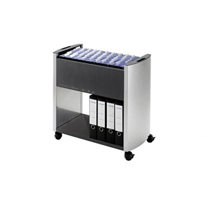 Immagine di Durable 3076121 Carrello per 80 cartelle sospese A4, ripiano Inferiore con Spazio di archiviazione, 738x695x380 mm, Carbone/Argento Metallizzato