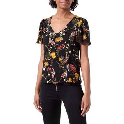Immagine di VERO MODA Vmeasy Joy SS Blouse Wvn Ga Collo a V Top, Black/AOP: vicka, M Donna