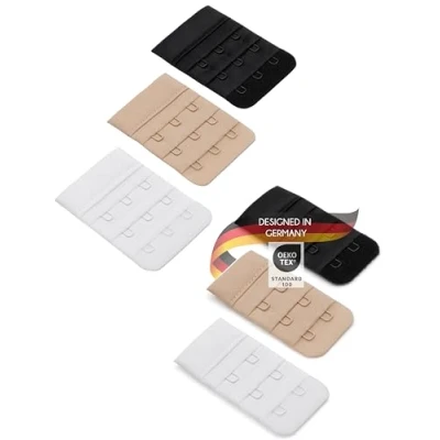 Immagine di Herzmutter Estensione Reggiseno in confezione Multipla 6 Pezzi Beige Nero Bianco 2/3 ganci Donna Prolunga per da 9000 (2/3 6)