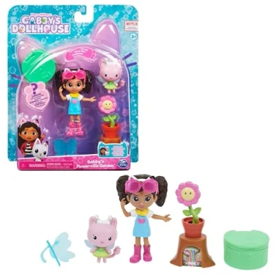 Immagine di Gabby&#039;s Dollhouse, Mini set Giardino floreale, con Gabby e Gattina Fatina, giochi per bambini dai 3 anni in su