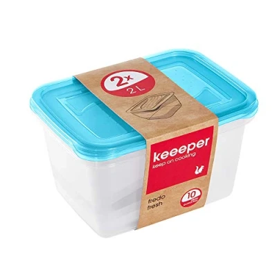Immagine di keeeper Set da 2 Contenitori per Alimenti, x L, 20,5 15,5 10,5 cm, Fredo Fresh, Blu trasparente