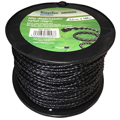 Immagine di RIEGOLUX filo decespugliatore in nylon elicoidale, nero, 3,3 mm x 100 m, per disco decespugliatore, di tosaerba, giardino e esterno