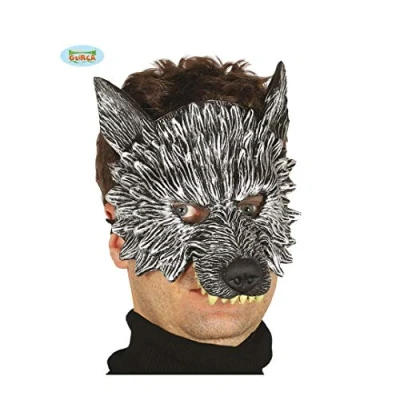 Immagine di Fiestas Guirca Mezza Maschera Lupo Mannaro, Colore Argento/Nero, 2415