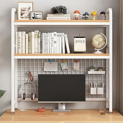 Immagine di SOLKIN Scaffale da Scrivania, Libreria Scrivania Appoggio, a 2 Livelli per Del Computer, Mobili Dormitorio Ufficio Domestico
