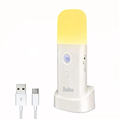 Immagine di Luce Notturna Sensore Movimento,Luce Bambini a Batteria Ricaricabile Portatile con Cavo USB,Luce Led Auto/On/Off,Adatto Bambini/Neonato,Armadio,WC,Cucina, Scale, Camera da Letto…