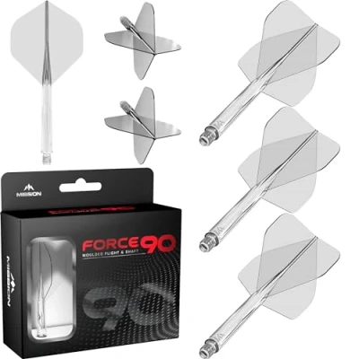 Immagine di Mission Darts Force 90 Freccette con sistema integrato di precisione e asta, confezione da 3 alette steli combinati professionali altamente durevoli Standard No.2