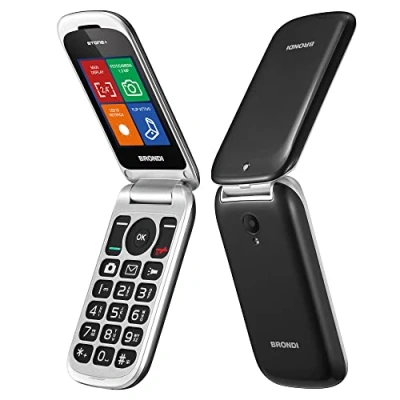 Immagine di Brondi Stone+ Cellulare con apertura a conchiglia e flip attivo, Dual Sim, Display 2.4 pollici, Nero