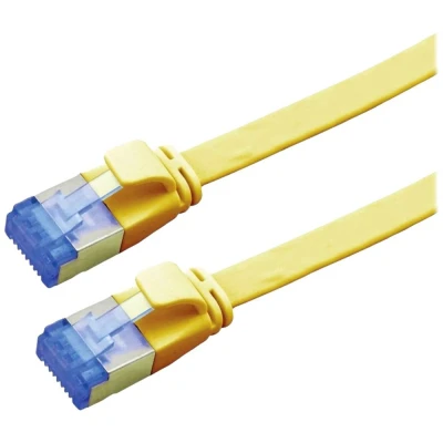 Immagine di Value 21.99.2135 RJ45 cavo di rete, patch CAT 6A F/UTP 5.00 m Giallo Schermato, piatto, contatti connettore dorati 1 pz.