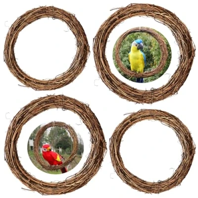 Immagine di Corona di Vite Naturale Bootoow 4 Pezzi Ghirlanda in Rattan per Cancello Decorativa Casa Nozze Festa (15, 20 cm)
