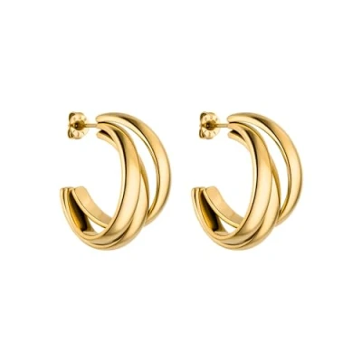 Immagine di Purelei® Orecchini Cascade, da donna in acciaio inossidabile, a cerchio aperti trendy e resistenti all&#039;acqua, Diametro interno 20 mm (Oro)