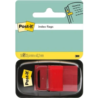 Immagine di Post it Index Segnapagina, Medio, Rosso, 25.4 mm x 43.2 mm, 50 Segnapagina per Contrassegnare, Evidenziare o Codificare a Colori le Informazioni Importanti