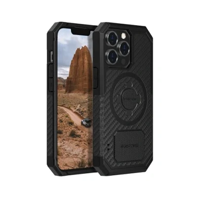 Immagine di Rokform custodia per iPhone 13 Pro, serie Rugged, Dual Magnet Plus MagSafe compatibile, Apple Gear, con chiusura a torsione Roklock, armatura prova di caduta (nero)