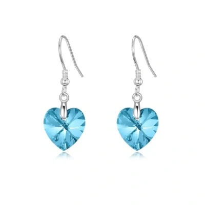 Immagine di Orecchini Cuore Acquamarina in Argento Sterling Creati con Cristalli Zircondia®