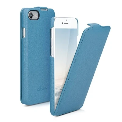Immagine di kalibri Custodia a Flip Ultra Slim compatibile con Apple iPhone SE (2022) / (2020) 8 7 Pelle protettiva Case in blu