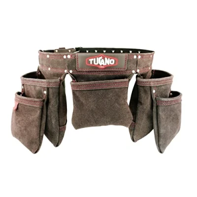 Immagine di cintura in pelle per corniciai e falegnami.Perfetta portautensili elettricisti comoda donne.12 tasche una grande capacità.Dimensioni da S XXL
