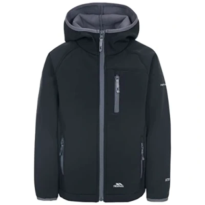 Immagine di Trespass Kian, Giacca Softshell con Cappuccio Unisex Bambini e Ragazzi, Nero, 2 3 Anni