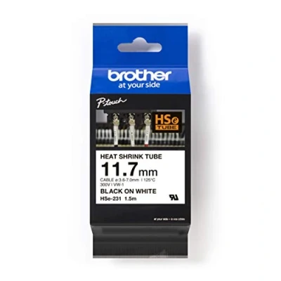 Immagine di Brother HSE231E Tubo termoretraibile Colore Nastro: Bianco carattere: Nero 11.2 mm 1.5 m